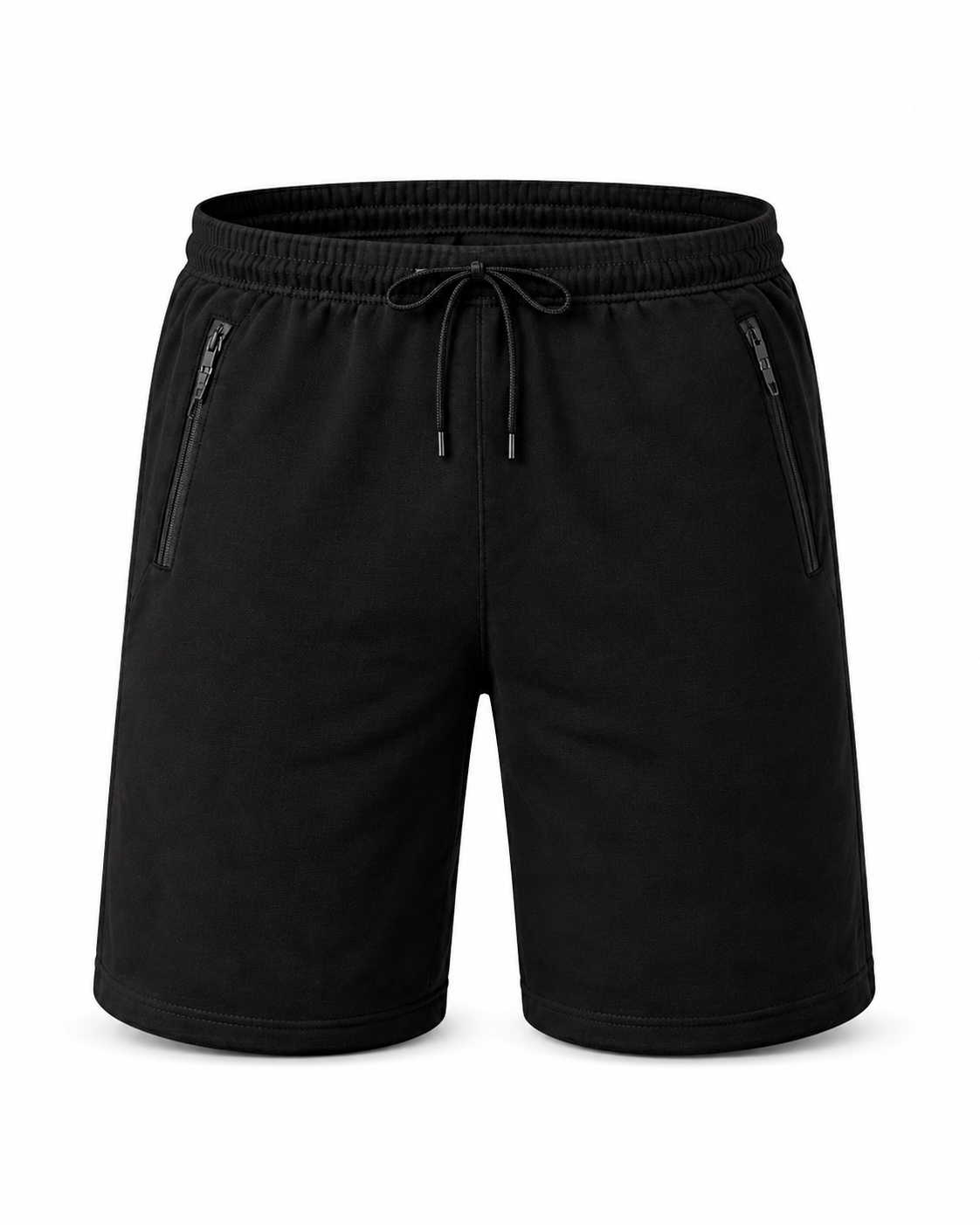 Men’s Black Drawstring Shorts with Zip Pockets