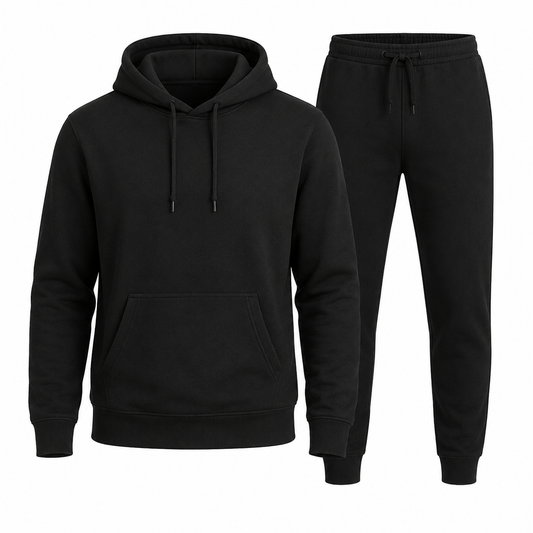 Men’s Black Hoodie & Jogger Tracksuit Set